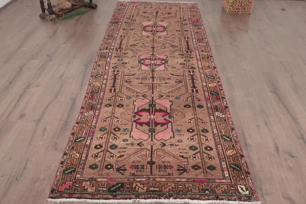 Vintage Persian Accent Area Rug 3.4 x 10.3 ft