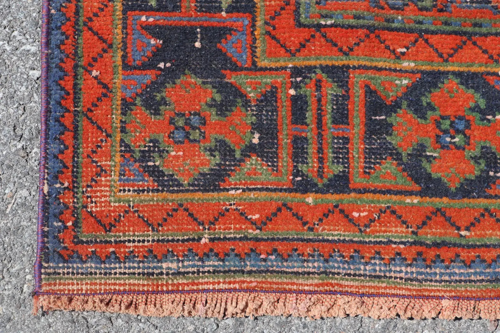 Vintage Turkish Accent Area rug 4.4 x 11.5 ft