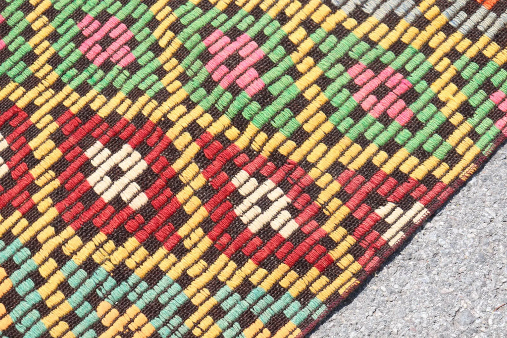 Vintage Turkish Runner Rug 2.7 x 8.2 ft
