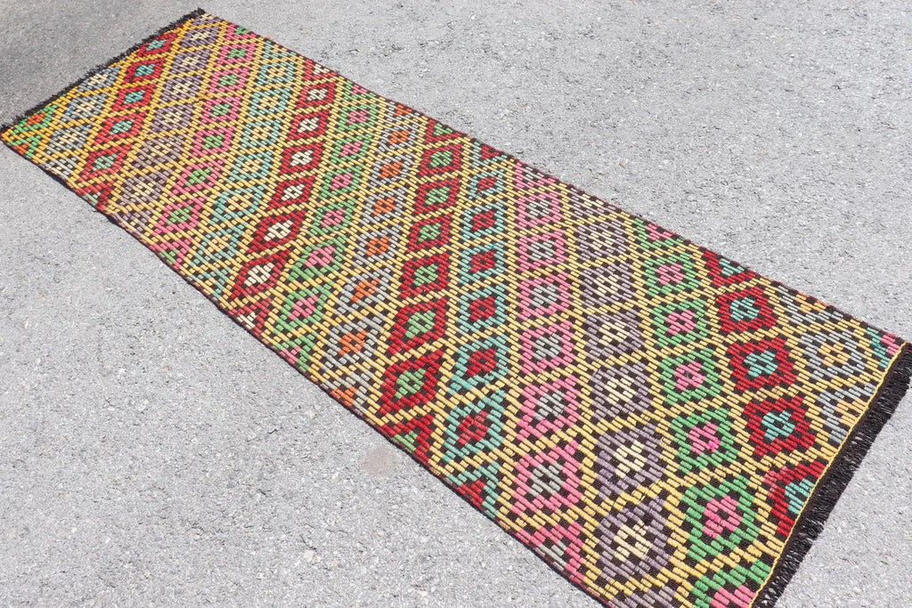 Vintage Turkish Runner Rug 2.7 x 8.2 ft