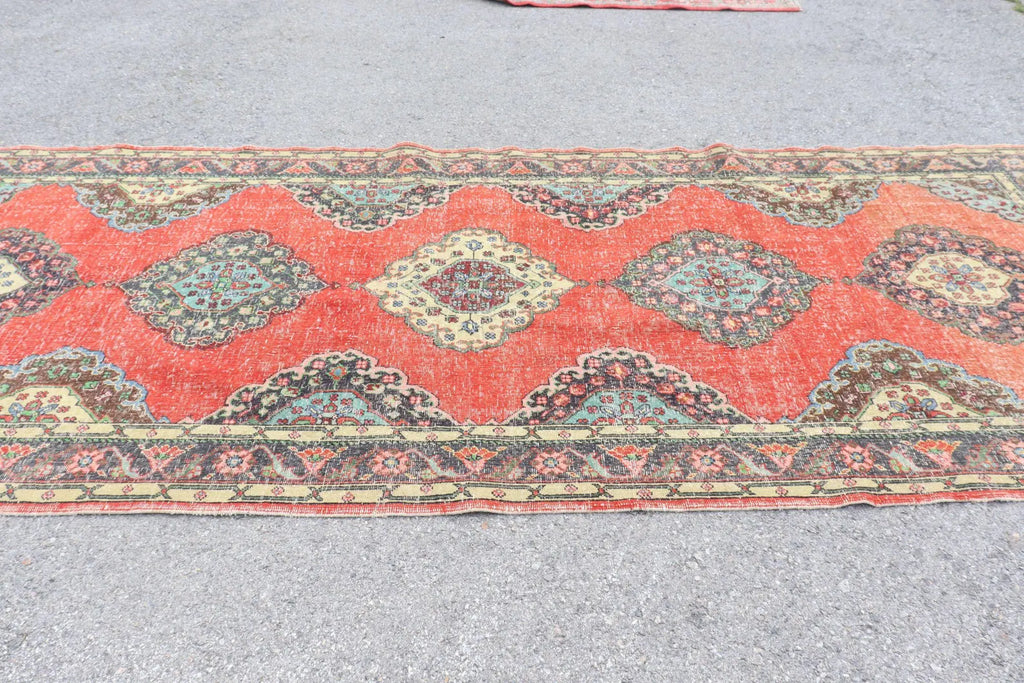 Vintage Turkish Accent Area rug 4.9 x 12.6 ft