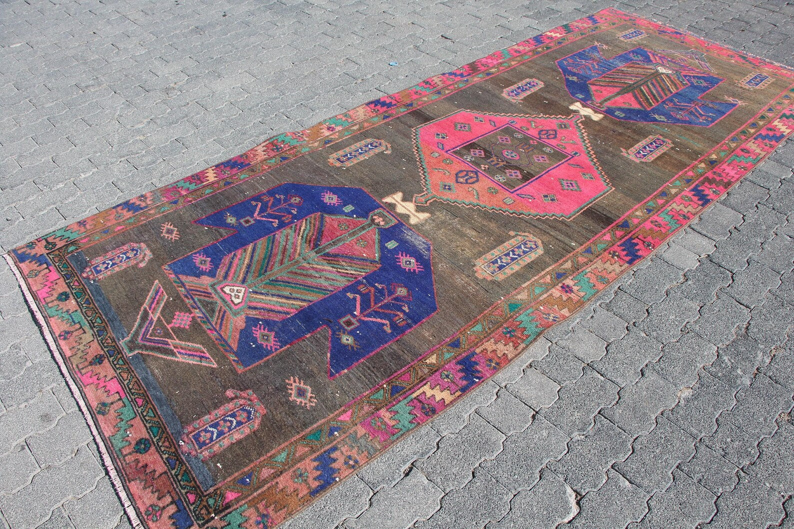 Vintage Persian Accent Area rug 4.3 x 10.7 ft