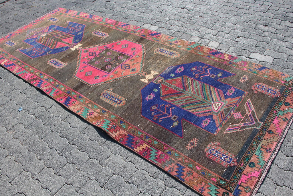 Vintage Persian Accent Area rug 4.3 x 10.7 ft