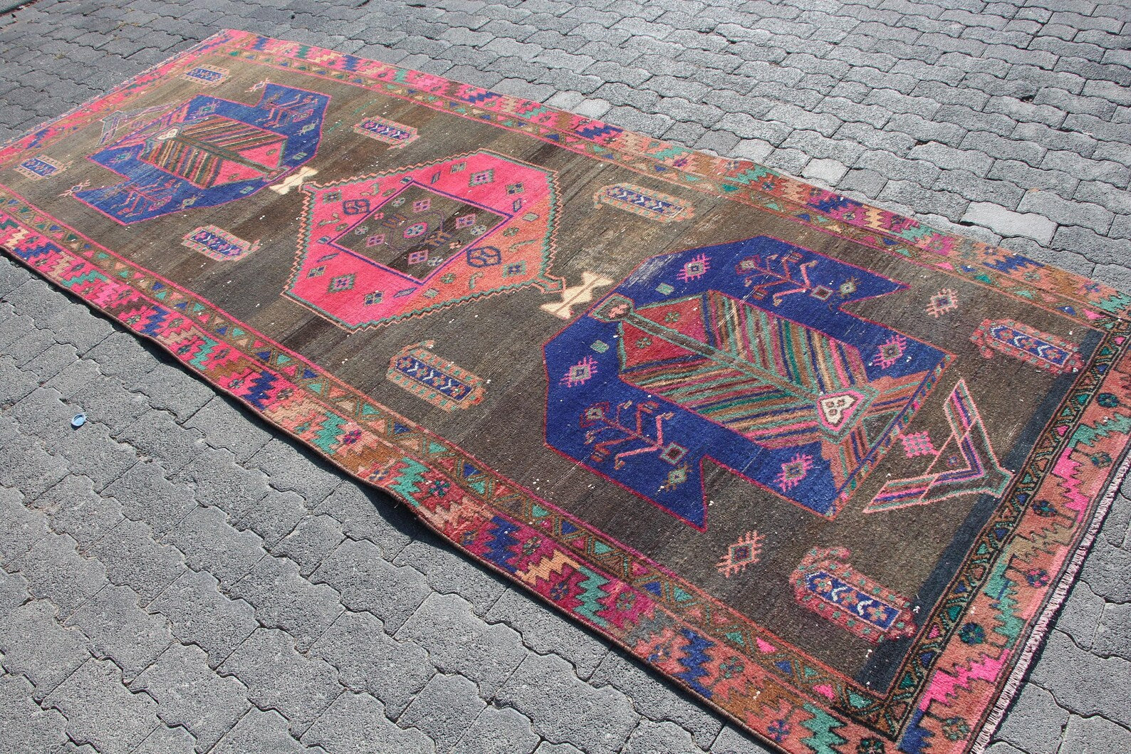 Vintage Persian Accent Area rug 4.3 x 10.7 ft