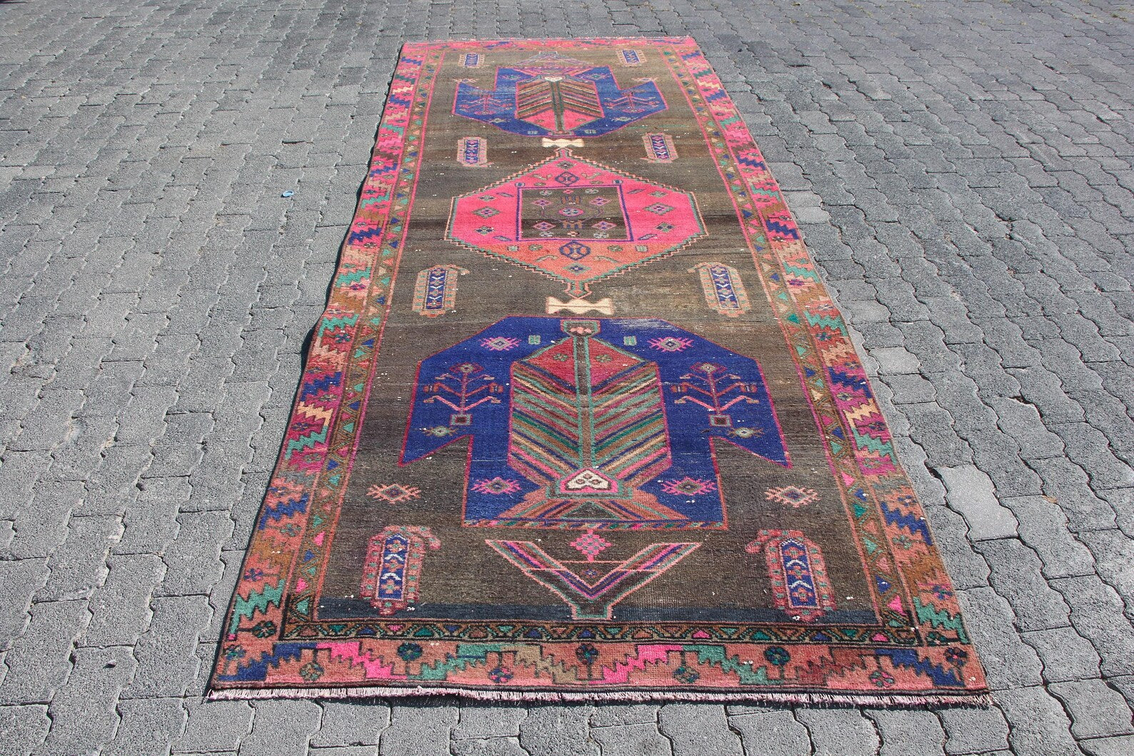 Vintage Persian Accent Area rug 4.3 x 10.7 ft