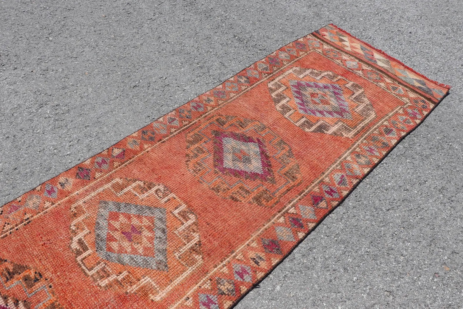 Vintage Turkish Runner Rug 2.9 x 12.4 ft
