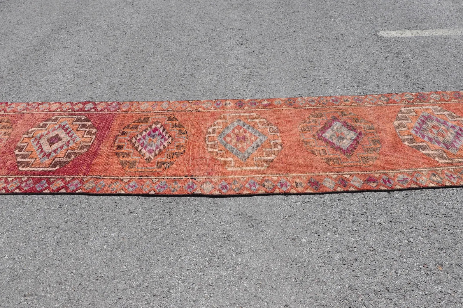 Vintage Turkish Runner Rug 2.9 x 12.4 ft