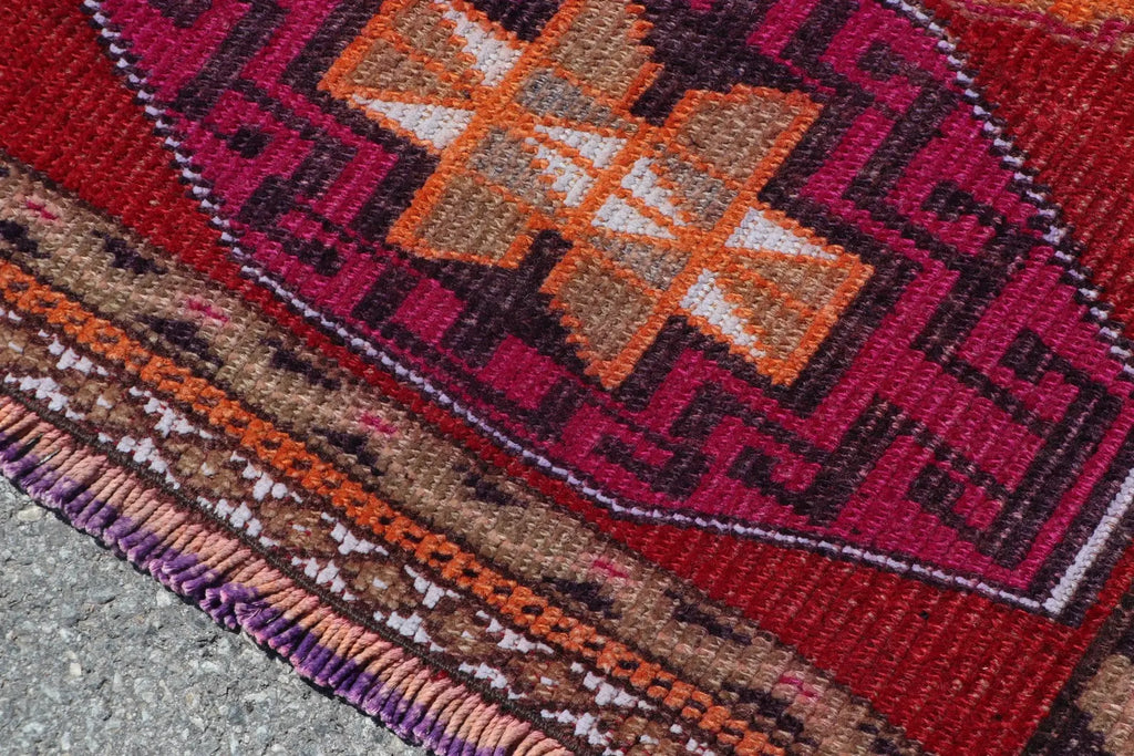 Vintage Turkish Runner Rug 2.3 x 10.2 ft