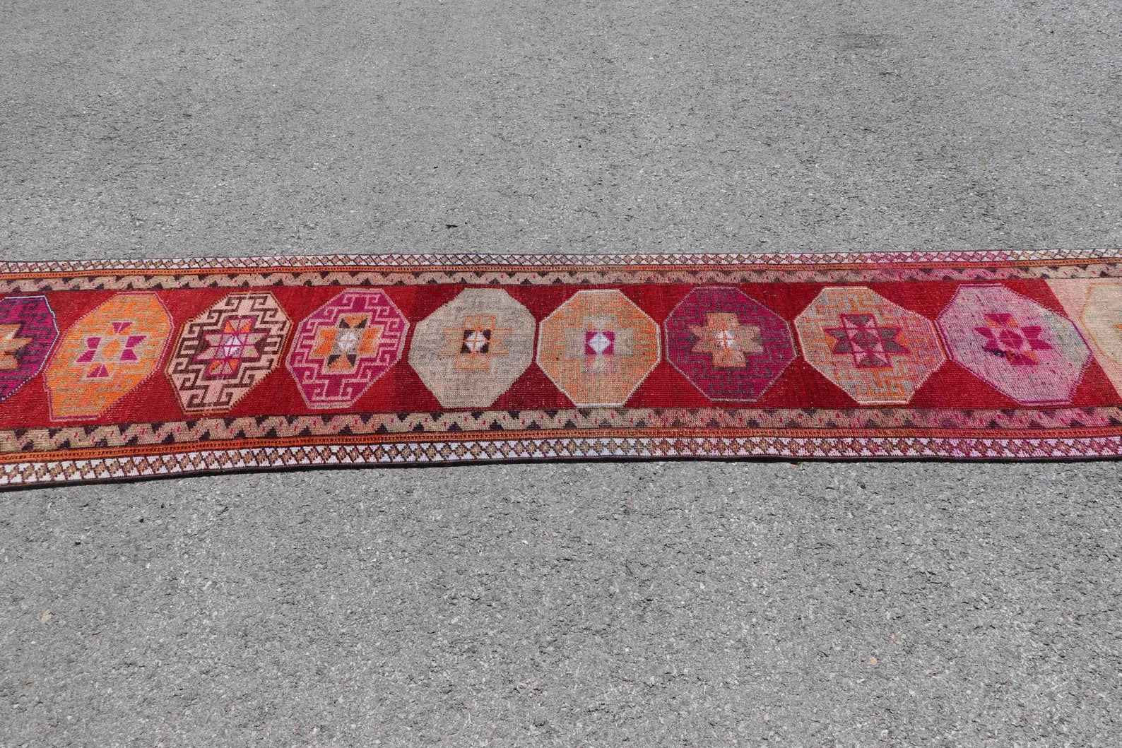 Vintage Turkish Runner Rug 2.3 x 10.2 ft