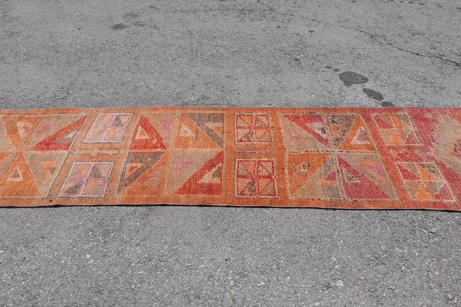 Vintage Turkish Runner Rug 2.4 x 9.8 ft