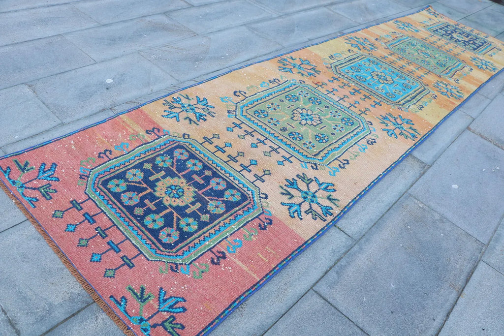Vintage Turkish Runner Rug 2.5 x 10.3 ft