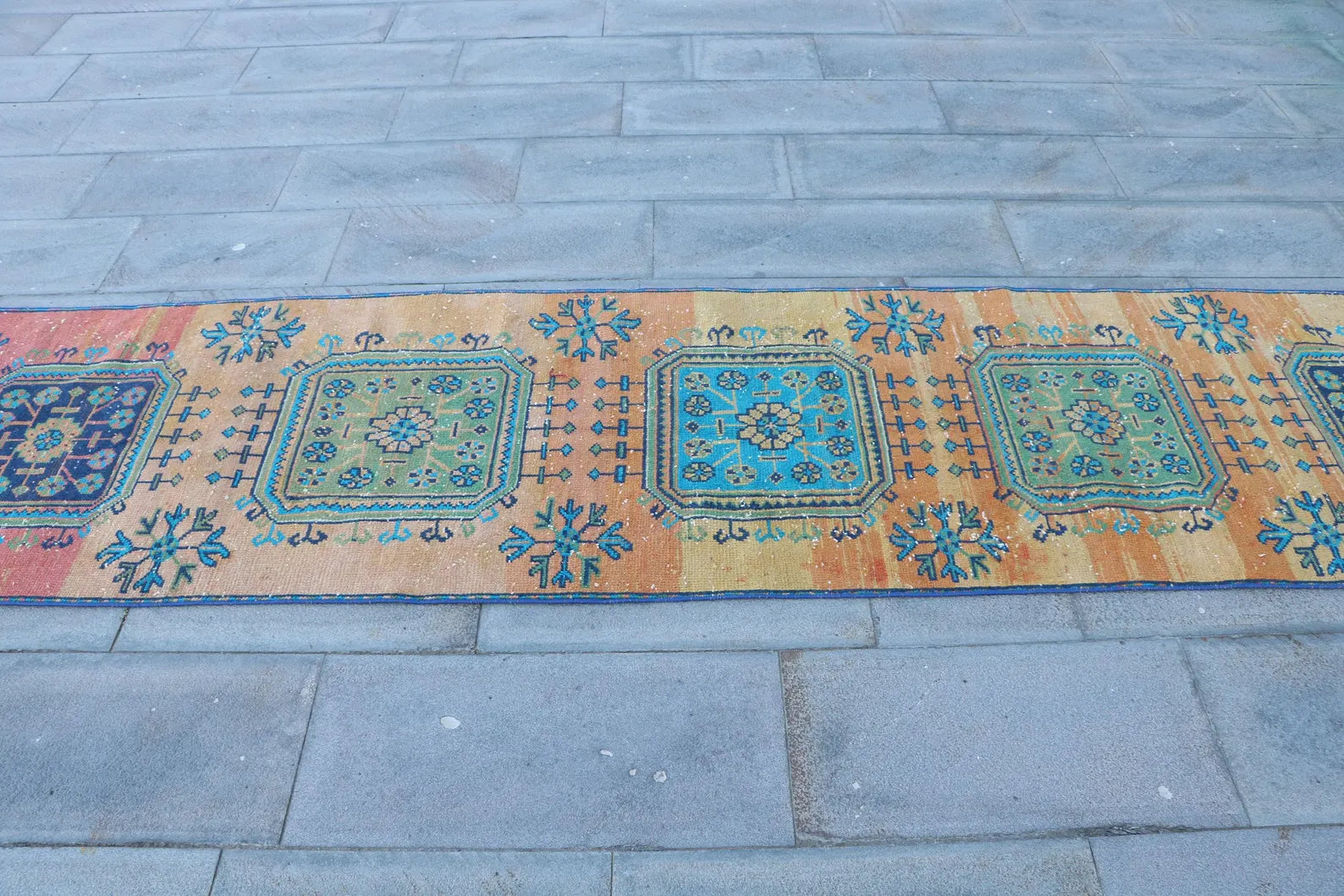 Vintage Turkish Runner Rug 2.5 x 10.3 ft