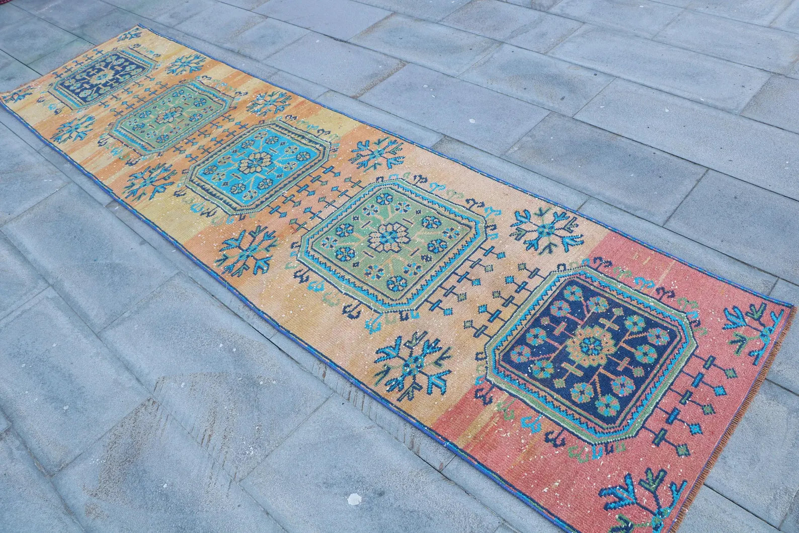 Vintage Turkish Runner Rug 2.5 x 10.3 ft