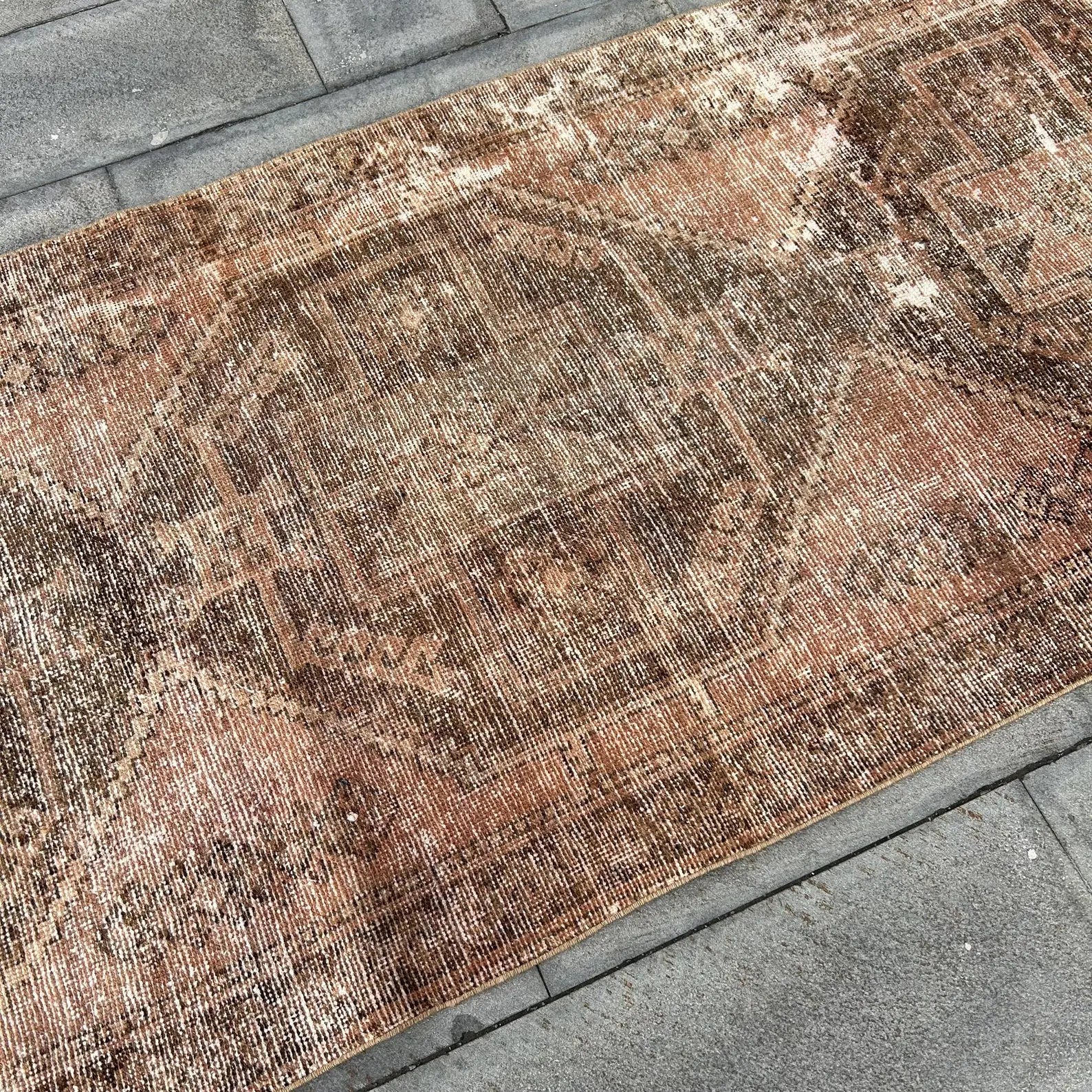 Vintage Turkish Runner Rug 3.5 x 10.8 ft