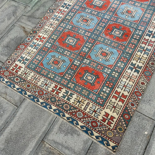 Vintage Turkish Accent Area rug 3.7 x 5.7 ft