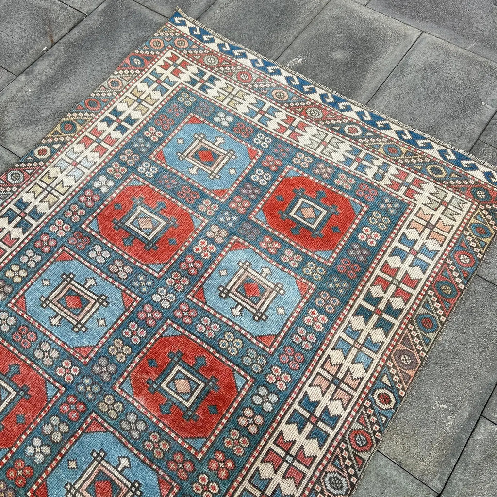 Vintage Turkish Accent Area rug 3.7 x 5.7 ft