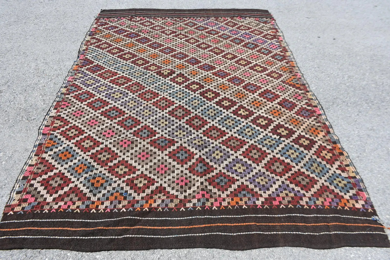 XL Vintage Turkish Accent Area rug 5.9 x 9.2 ft