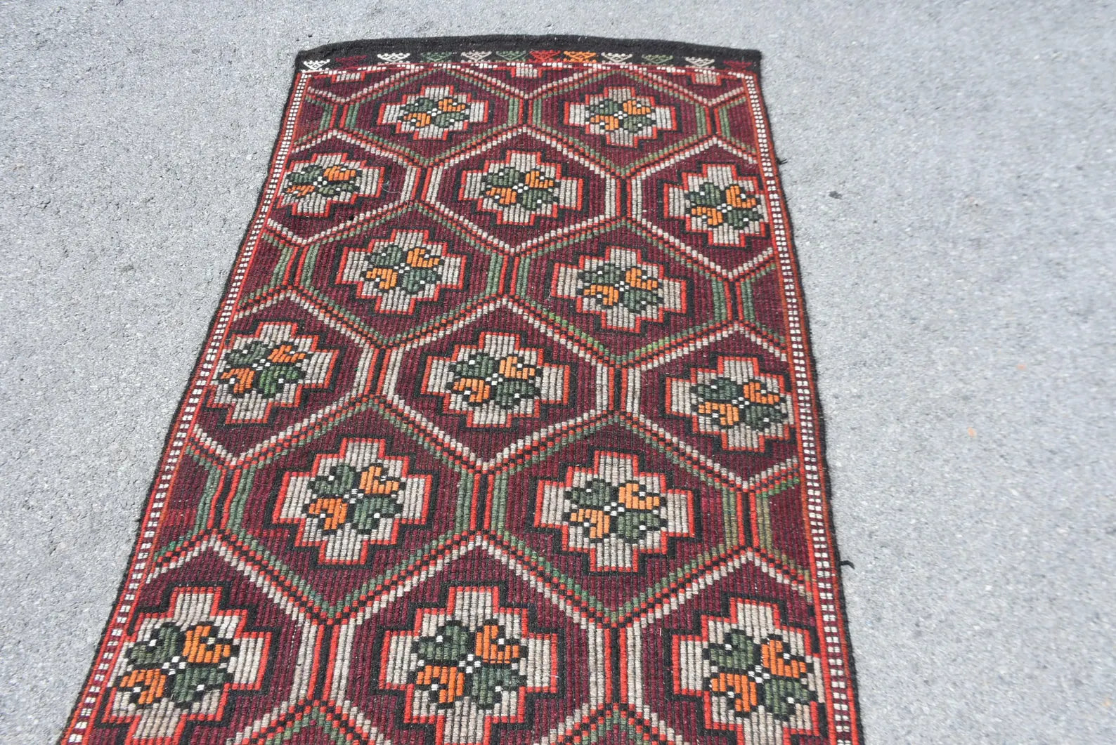 Vintage Turkish Runner Rug 3.5 x 10.6 ft