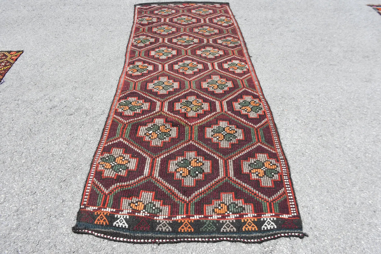 Vintage Turkish Runner Rug 3.5 x 10.6 ft