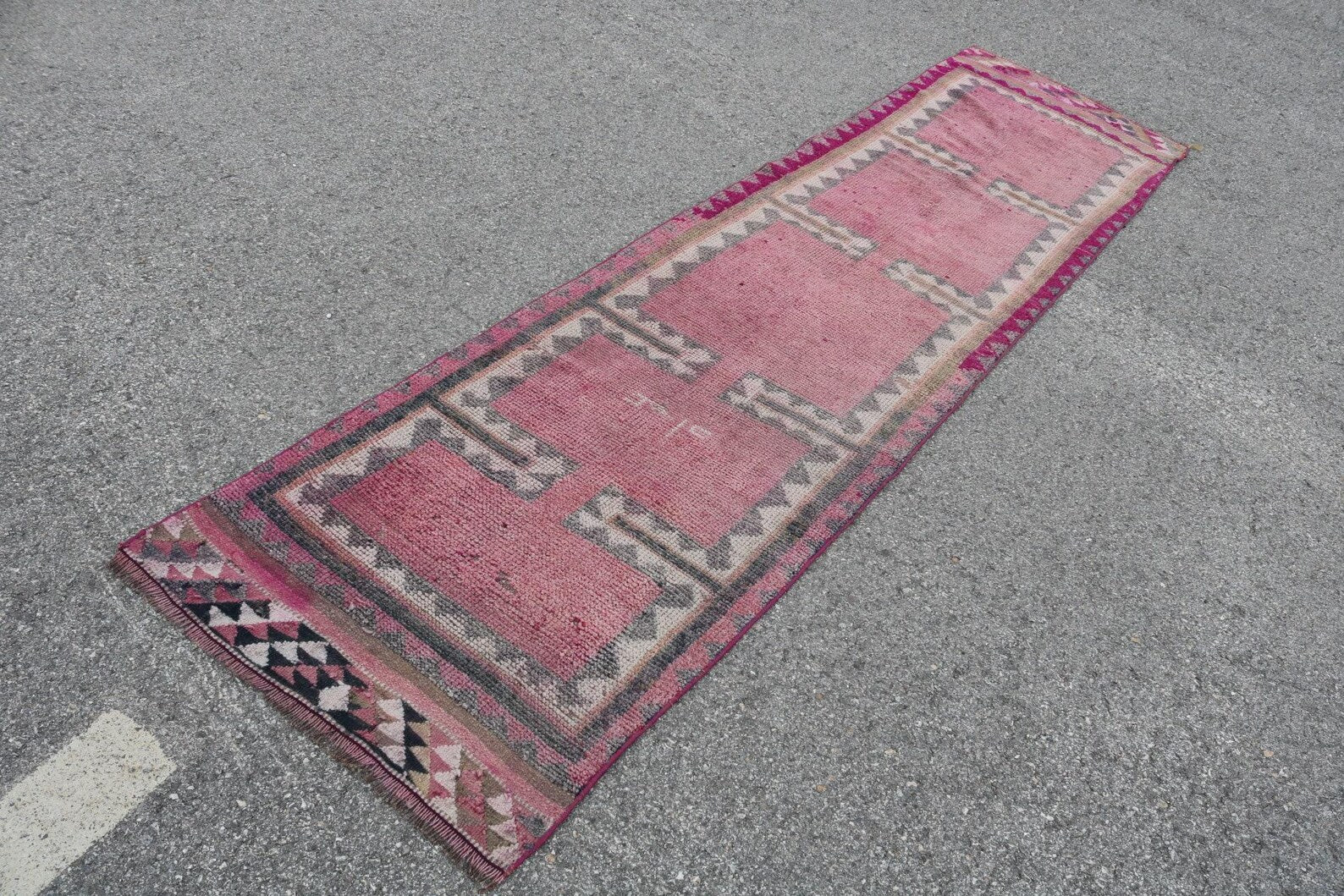 Vintage Turkish Runner Rug 2.7 x 10.6 ft