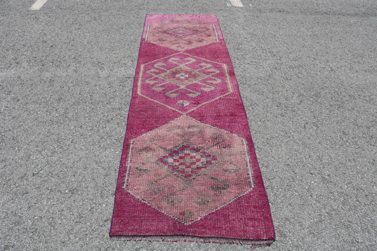 Vintage Turkish Runner Rug 2.8 x 9.4 ft