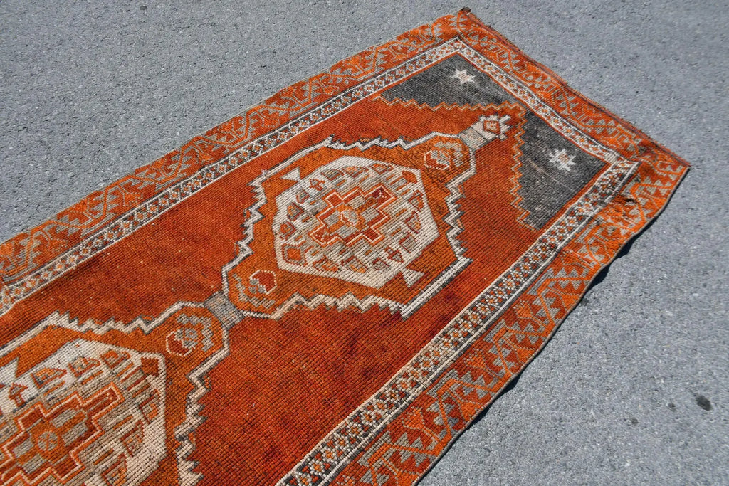 Vintage Turkish Runner Rug 3.6 x 11.4 ft