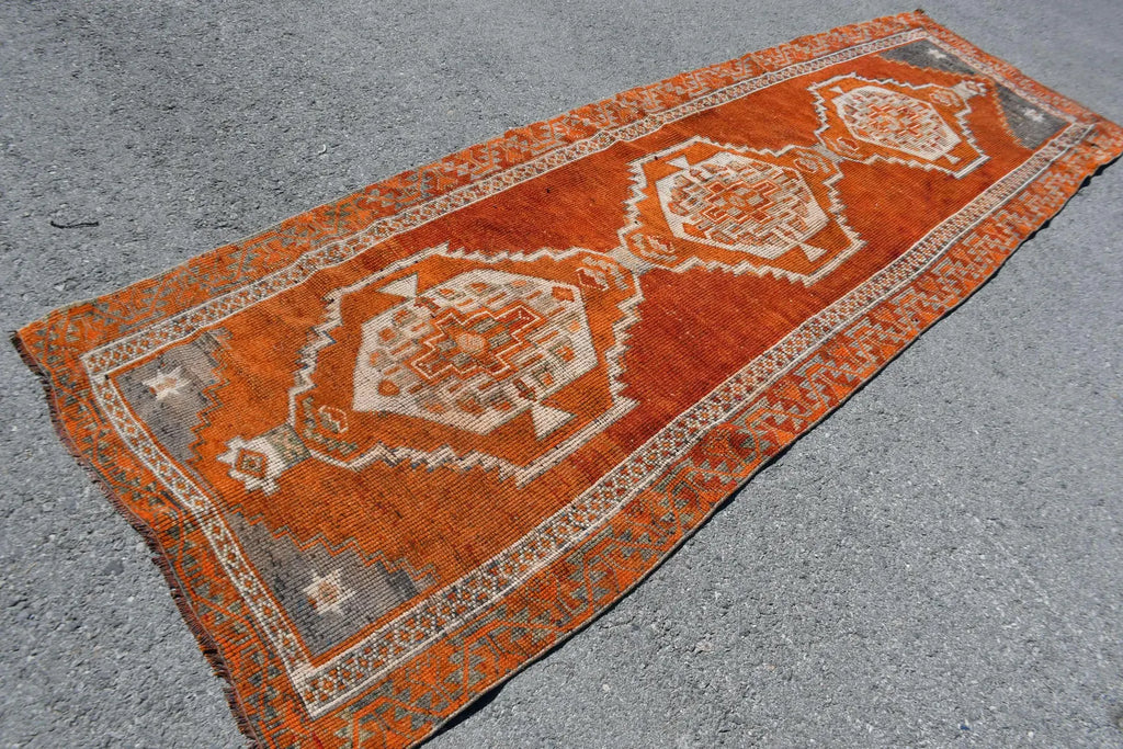 Vintage Turkish Runner Rug 3.6 x 11.4 ft