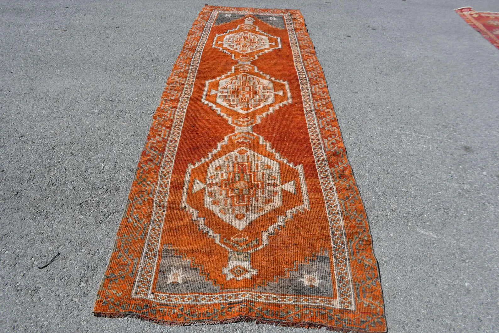 Vintage Turkish Runner Rug 3.6 x 11.4 ft