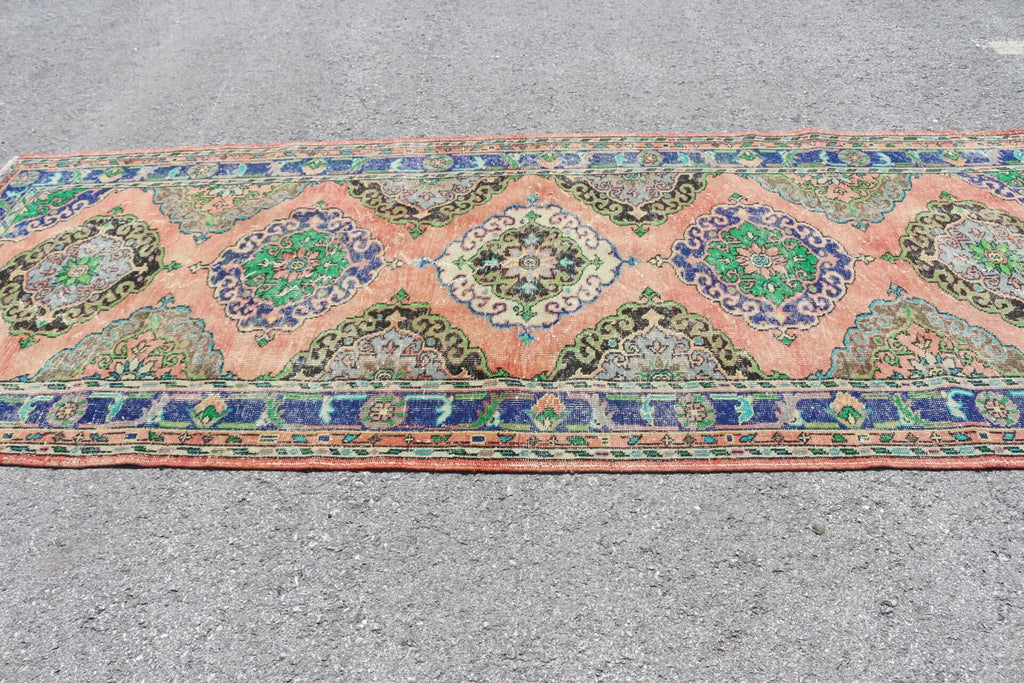 Vintage Turkish Accent Area rug 4.7 x 11.7 ft