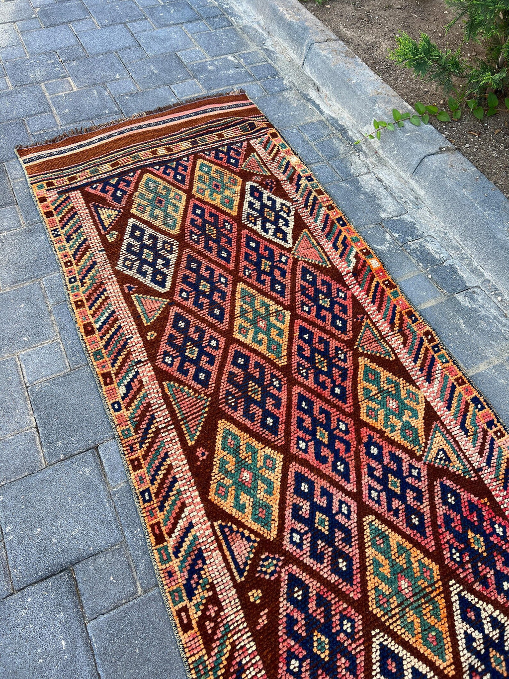 Vintage Turkish Runner Rug 2.6 x 11.7 ft