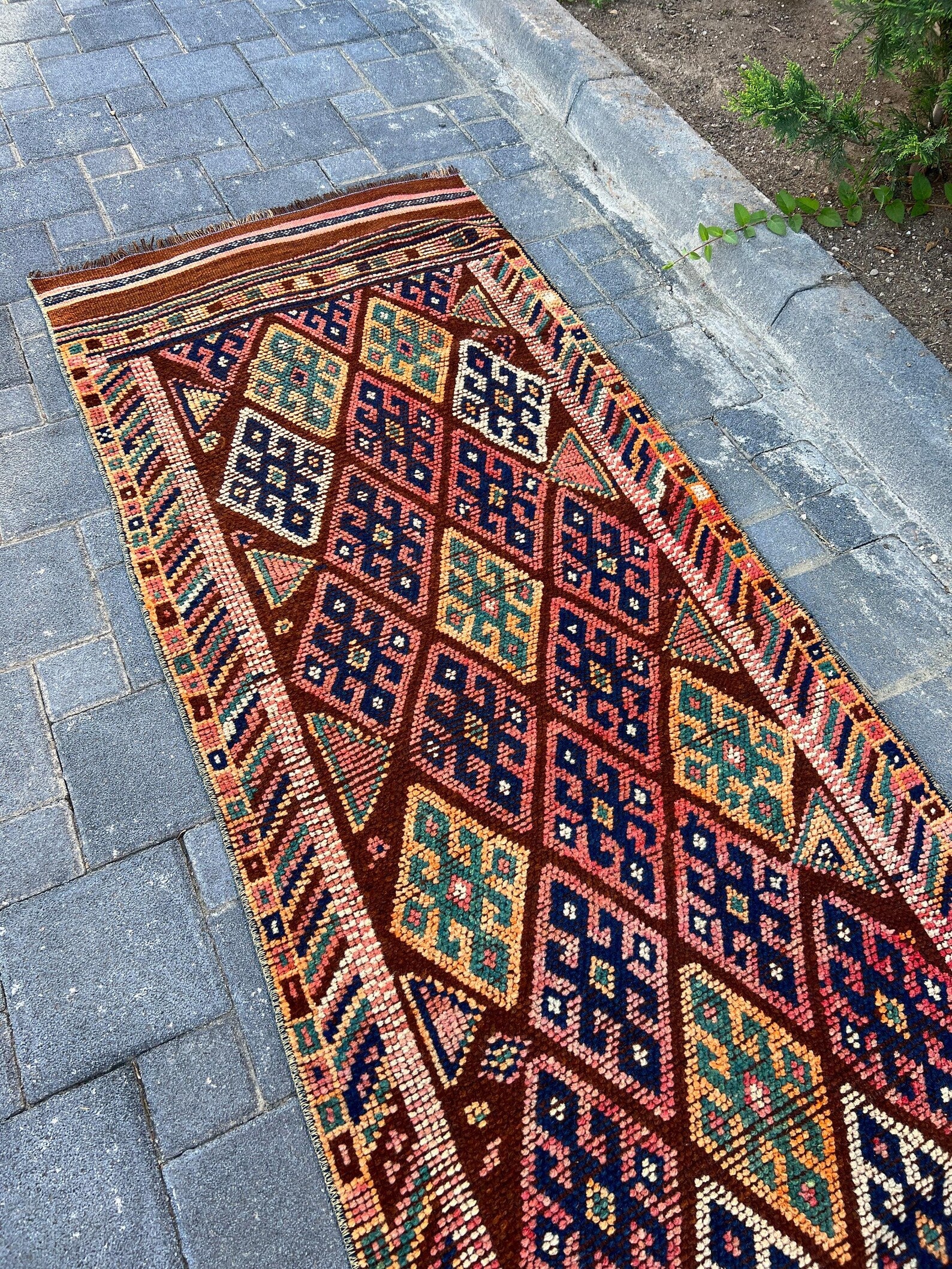 Vintage Turkish Runner Rug 2.6 x 11.7 ft