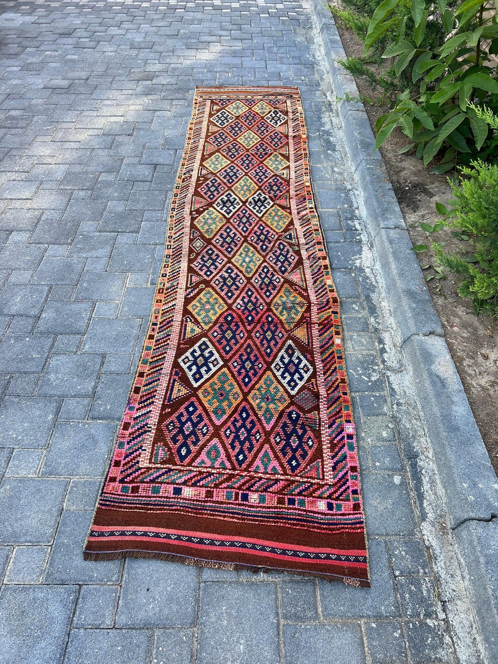 Vintage Turkish Runner Rug 2.6 x 11.7 ft