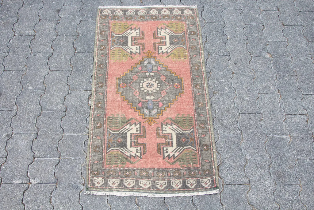 Vintage Turkish Mini Rug 1.7 x 3.2 ft