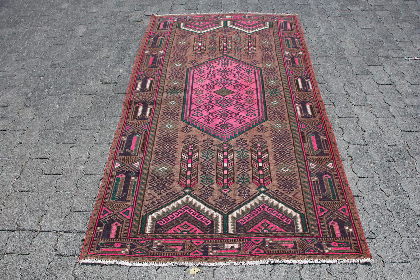 Vintage Persian Accent Area Rug 3.8 x 6.9 ft