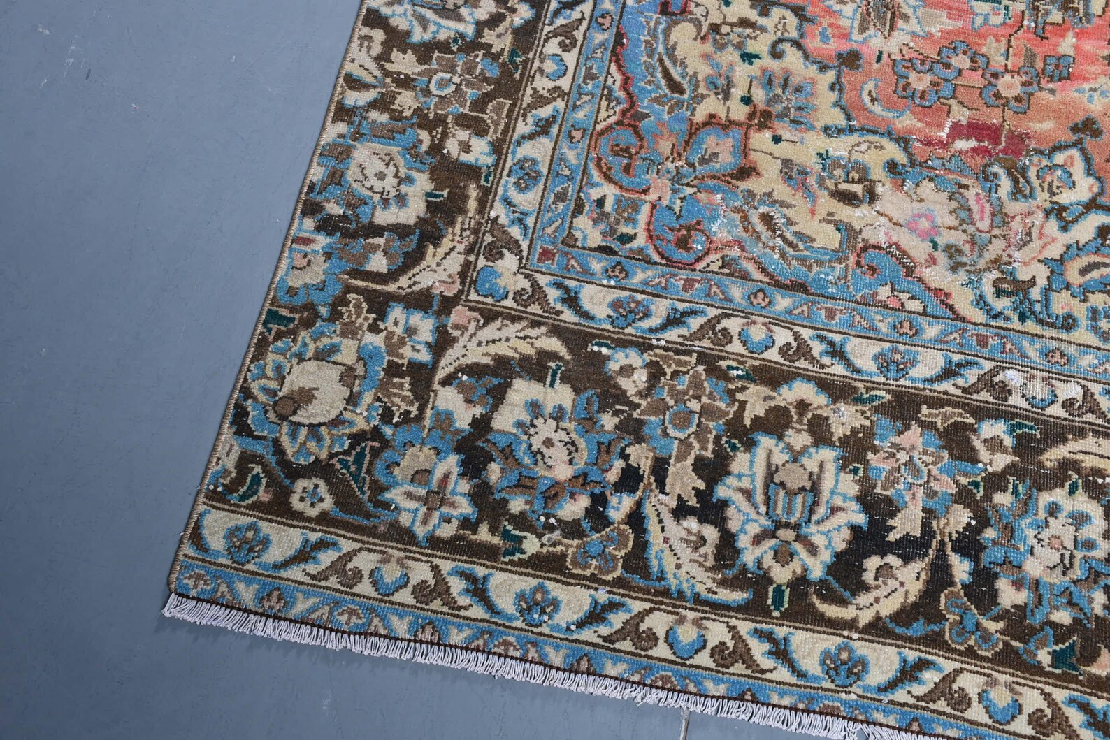 XL Vintage Turkish Accent Area Rug 6.4 x 11.5 ft