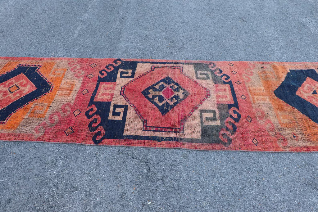 Vintage Turkish Runner rug 3.1 x 11.3 ft