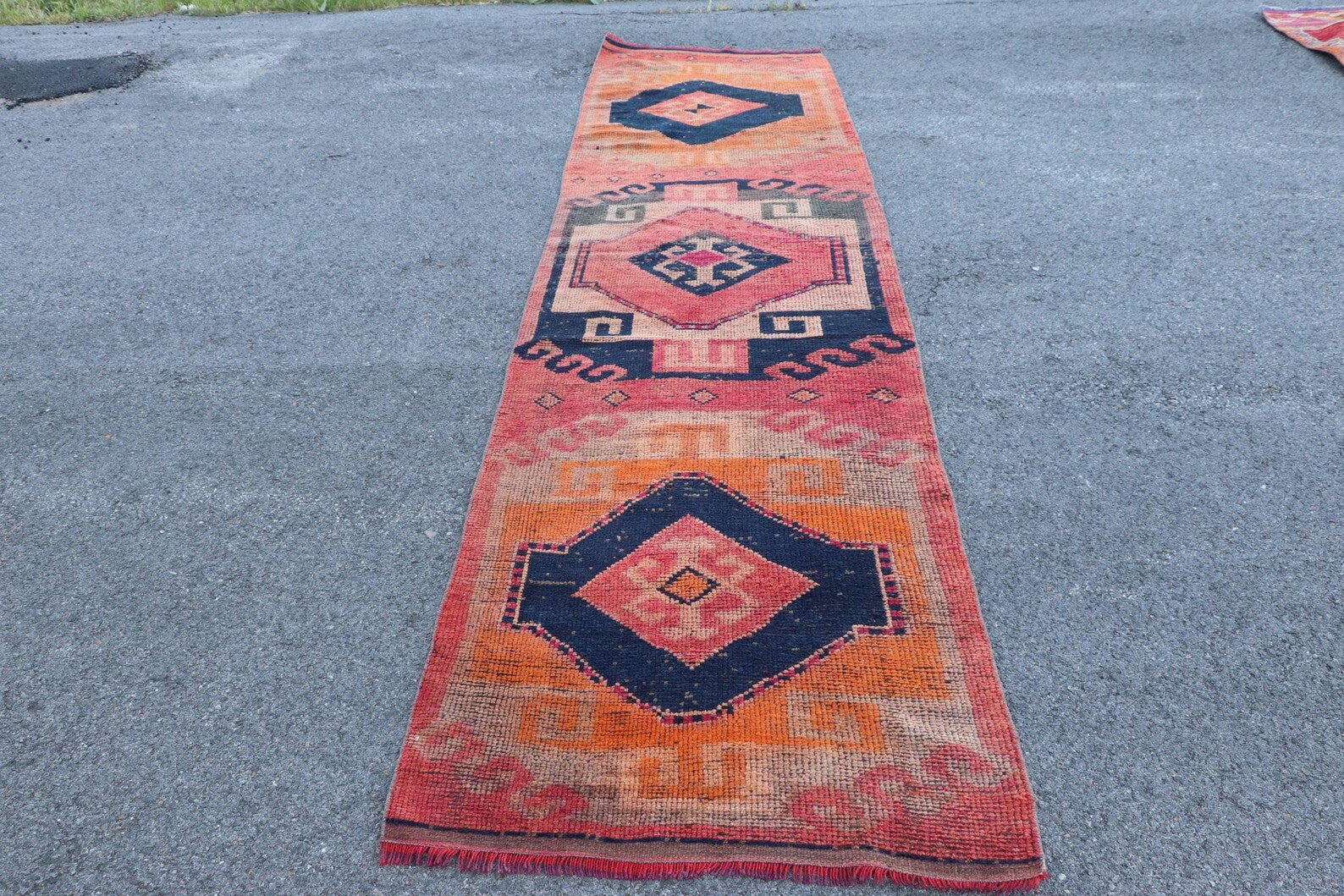 Vintage Turkish Runner rug 3.1 x 11.3 ft