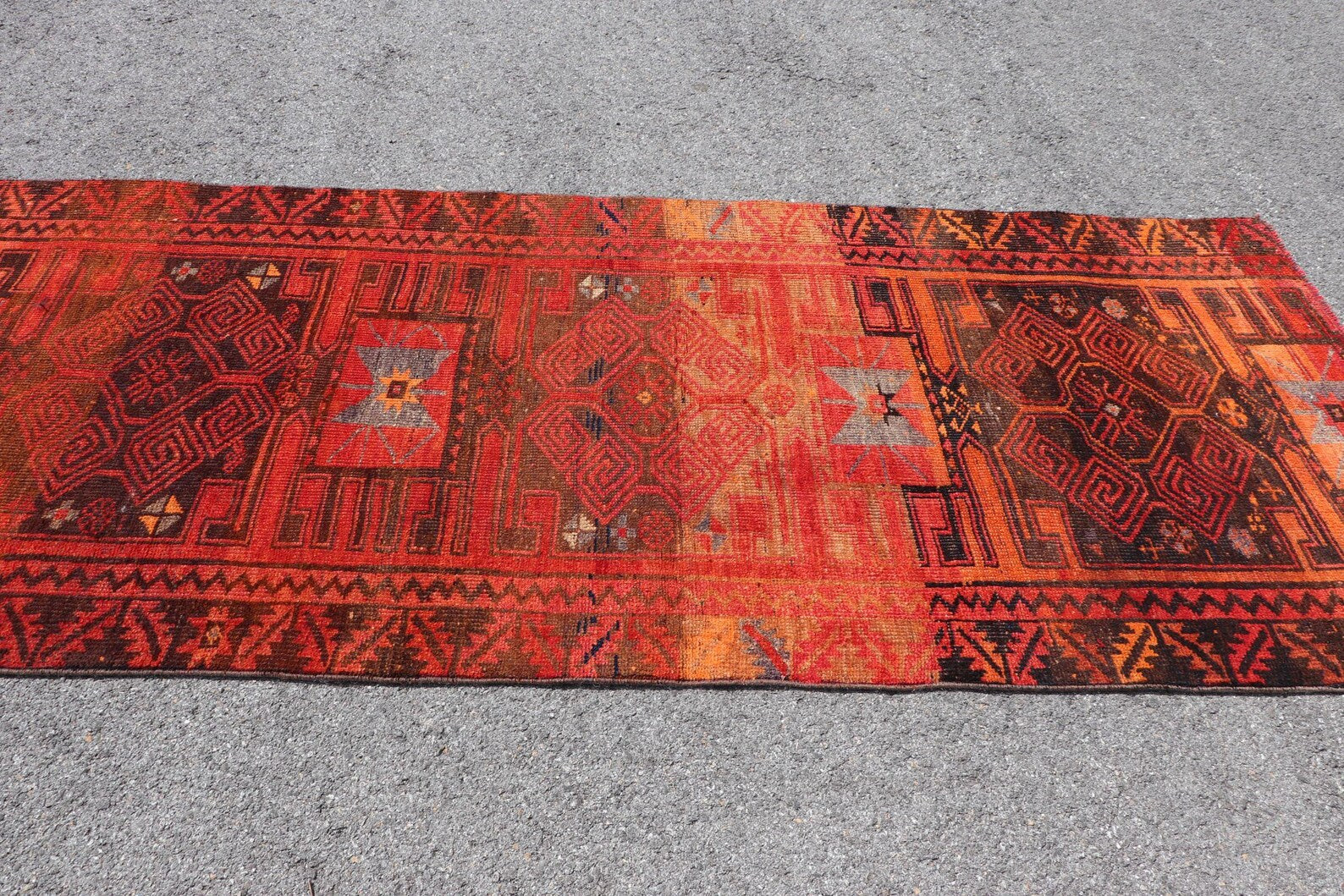 Vintage Turkish Runner Rug 3.5 x 8.7 ft
