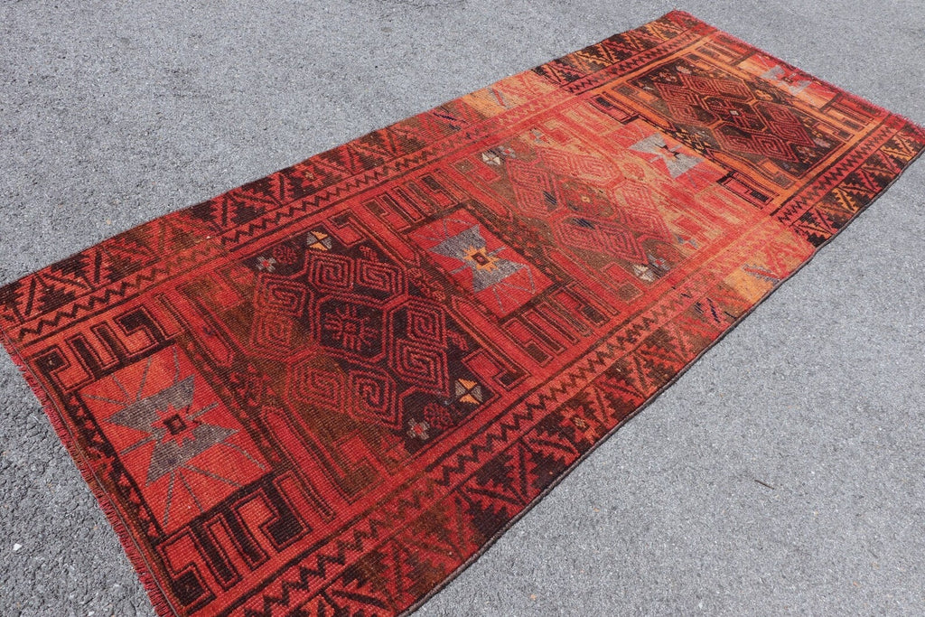 Vintage Turkish Runner Rug 3.5 x 8.7 ft