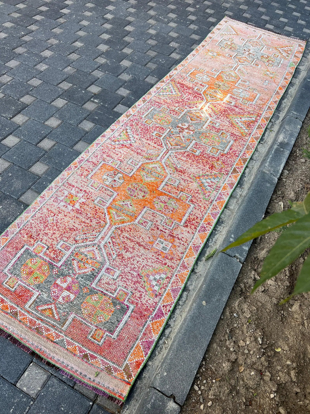 Vintage Turkish Runner Rug 2.8 x 12.6 ft
