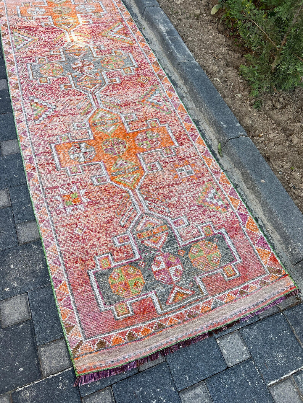 Vintage Turkish Runner Rug 2.8 x 12.6 ft