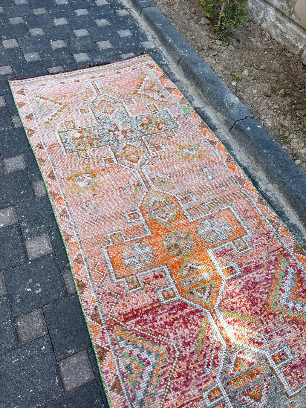 Vintage Turkish Runner Rug 2.8 x 12.6 ft