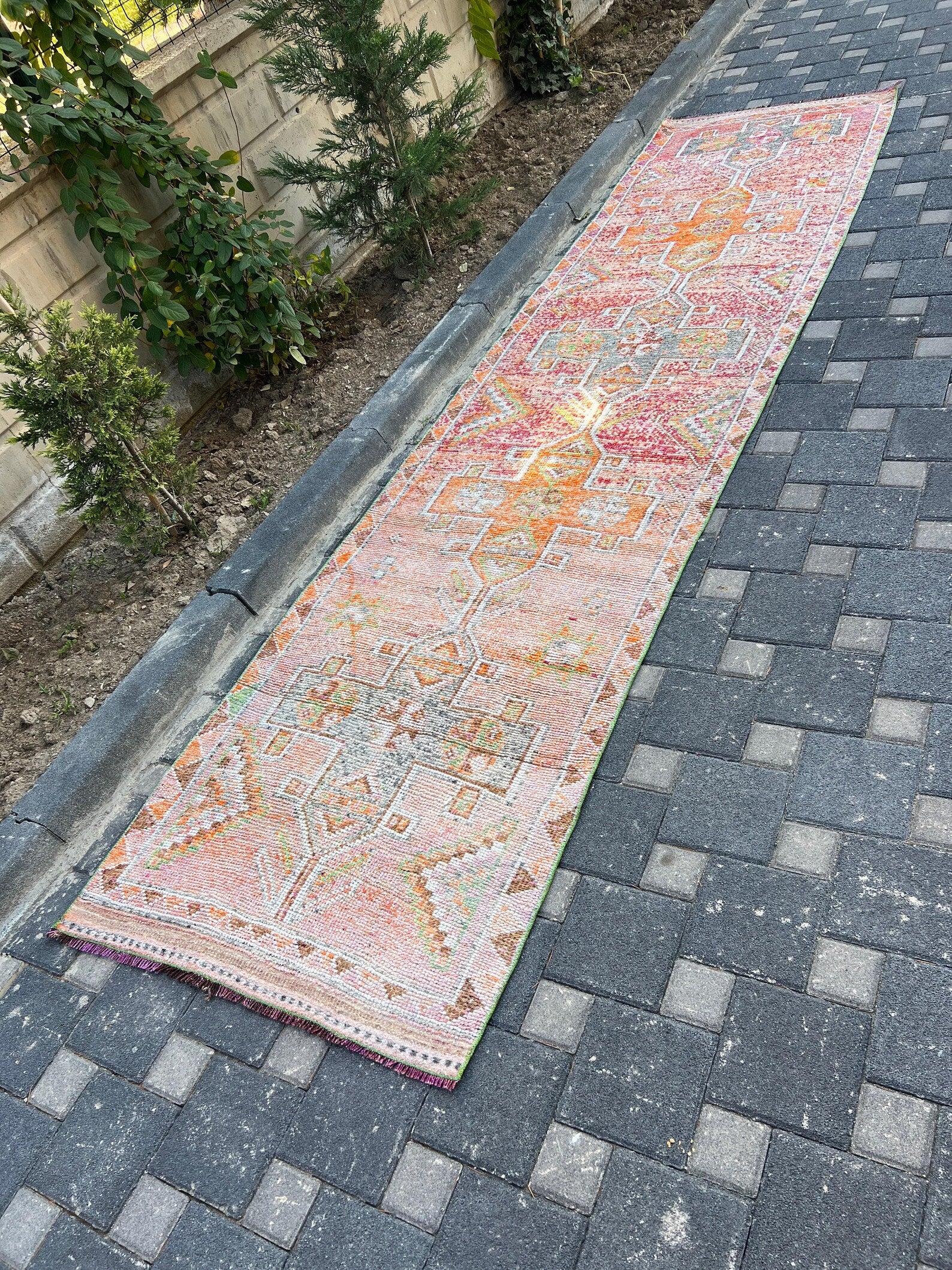 Vintage Turkish Runner Rug 2.8 x 12.6 ft