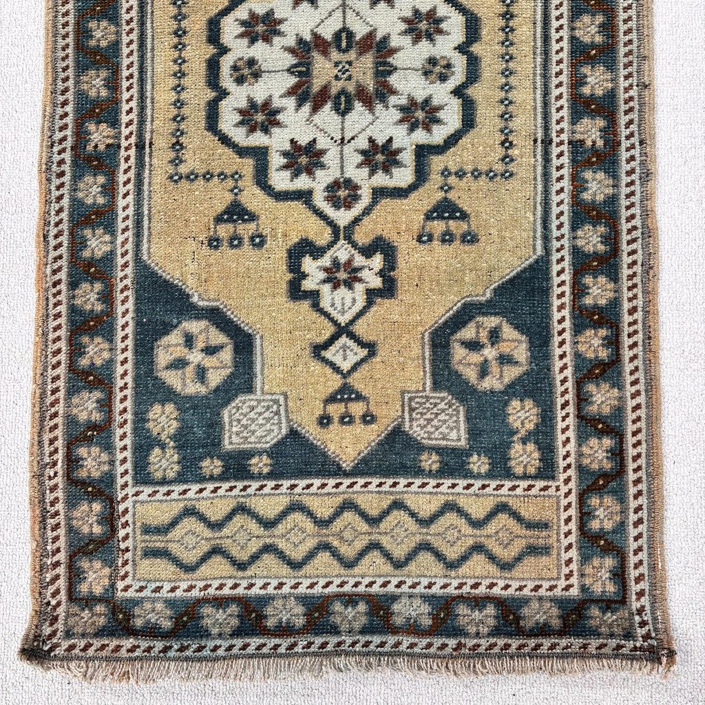 Vintage Turkish Mini Rug 1.8 x 3.4 ft