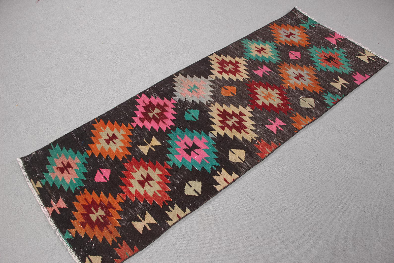 Vintage Turkish Runner Rug 2.3 x 6.1 ft