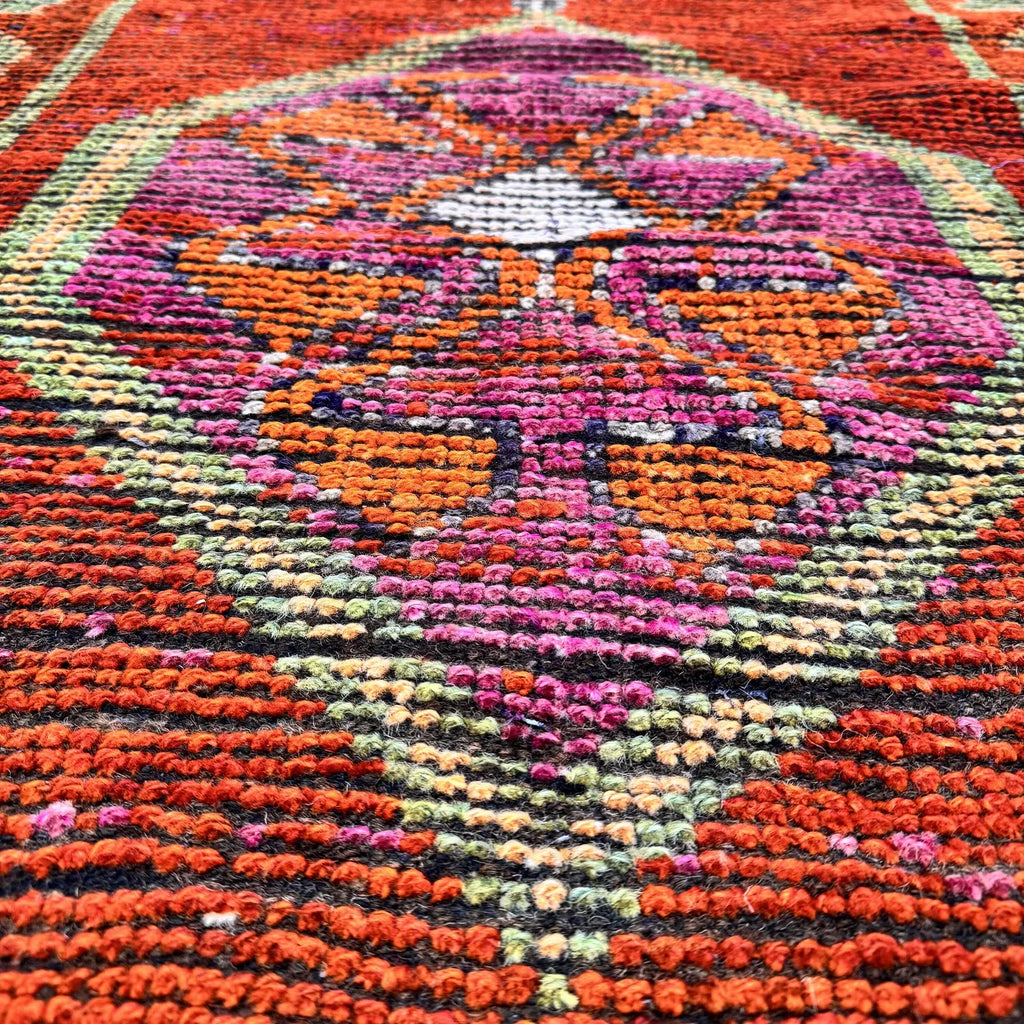 Vintage Turkish Runner Rug 3 x 7.9 ft
