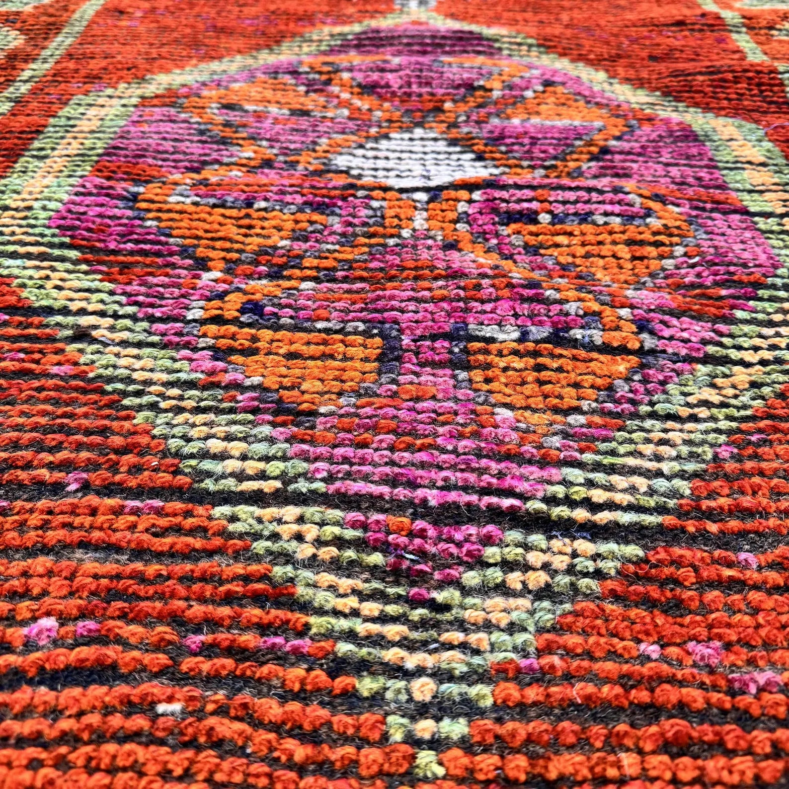 Vintage Turkish Runner Rug 3 x 7.9 ft