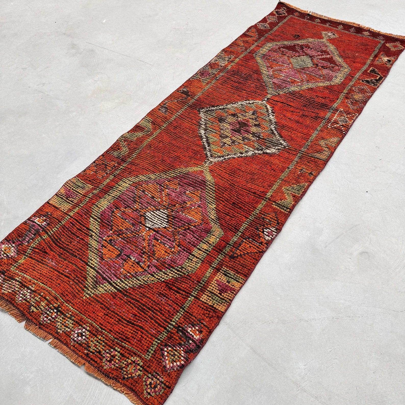 Vintage Turkish Runner Rug 3 x 7.9 ft