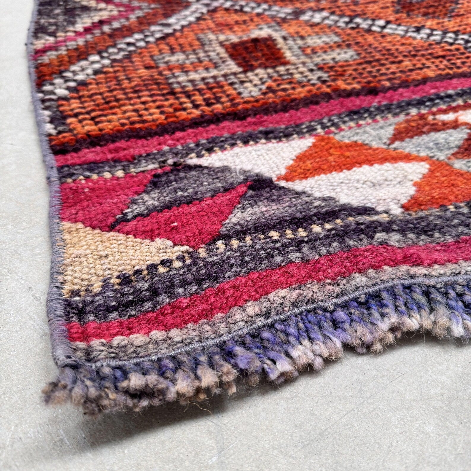 Vintage Turkish Runner Rug 2.6 x 10.3 ft