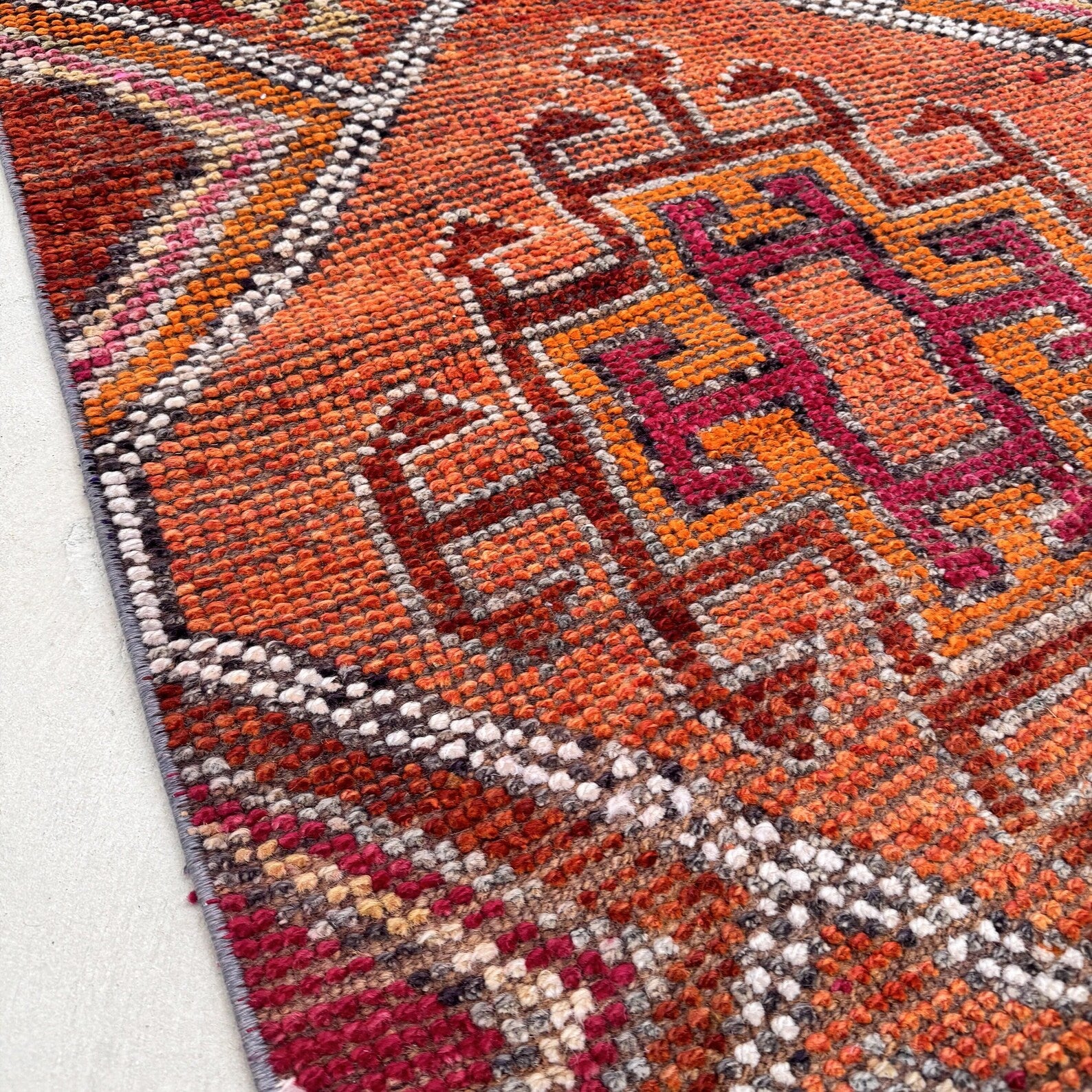 Vintage Turkish Runner Rug 2.6 x 10.3 ft